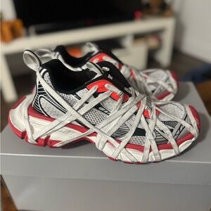 Balenciaga Red and White Men's Sneakers
